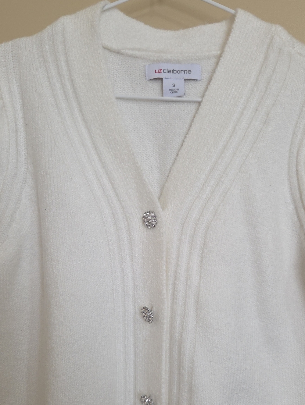 Liz Claiborne Cream Puff Sleeve Button-Front Cardigan - Picture 5 of 11